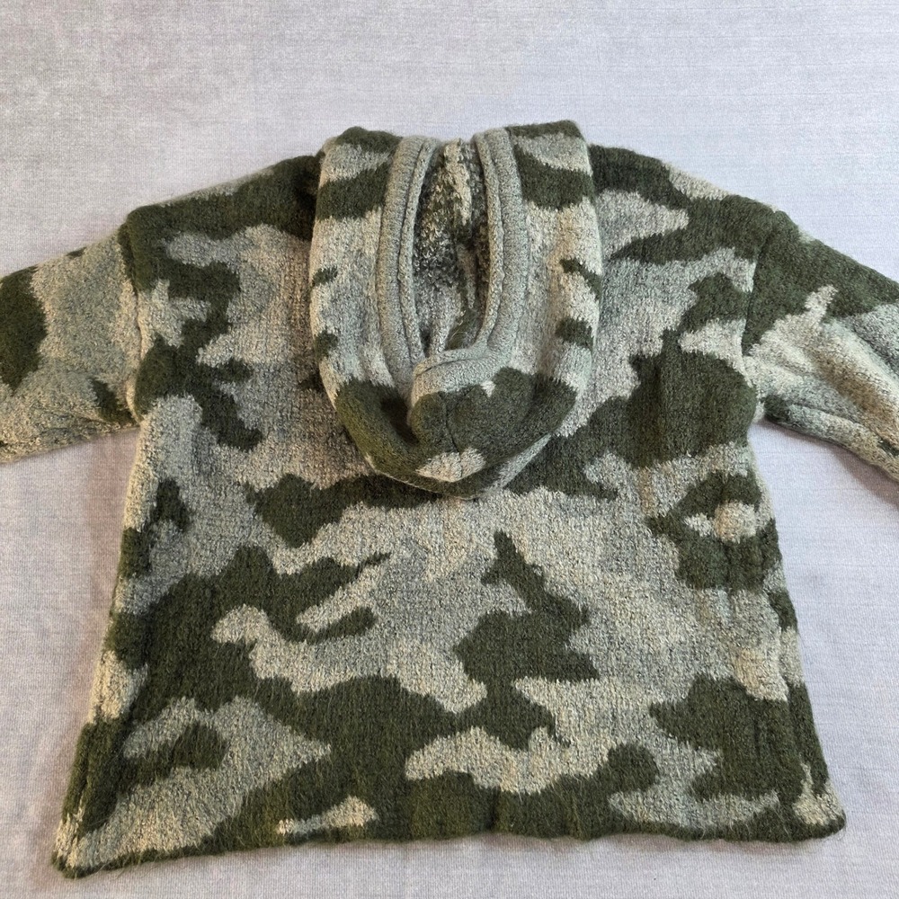 PINK Victoria's Secret Hoodie Women Small Green Camo Excellent Teddy Fleece - Picture 4 of 8